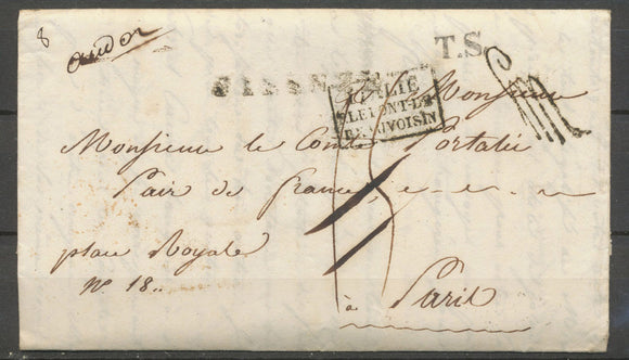1821 Lettre en Franchise de Florence Italie taxée puis  
