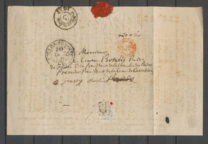 1837 Lettre de Toulon pr Paris Cachet Rouge Franchise de Service Rouge TB P5187