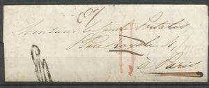1837 Lettre taxée 11 puis Franchise "à détaxer" + marque de Vérification P5189