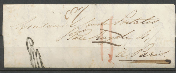 1837 Lettre taxée 11 puis Franchise 