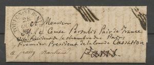 1837 Lettre en Franchise de Toulon pour Paris + marques de vérif. P5192