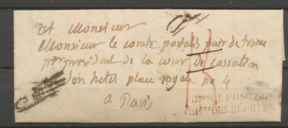 1835 Lettre En franchise Taxée + griffe de vérification : à détaxer. P5206