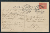 1907 Carte Postale N°129 10c rose CAD Perlé Gedre. TB. P552