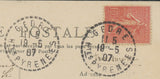 1907 Carte Postale N°129 10c rose CAD Perlé Gedre. TB. P552
