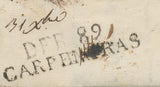 1823 Lettre pour 86 Avignon + DEBOURSES DEB 89 CARPENTRAS dos RR P646