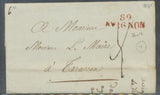 Lettre 1817 Marque 89 Avignon Rouge 36x12mm SUPERBE P659