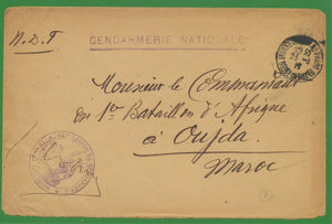 Enveloppe GENDARMERIE NATIONALE CAD d' Arrivée au Maroc le 31/08/1917. P681