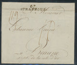 1802 Lettre de Francfort à Beaume Marque linéaire 67 STRASBOURG P738