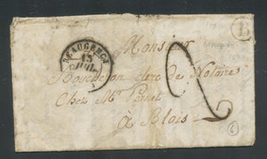 1849 Lettre CAD Beaugency + Taxe 2 + Boîte rurale identifiée B Beaumont TB P803
