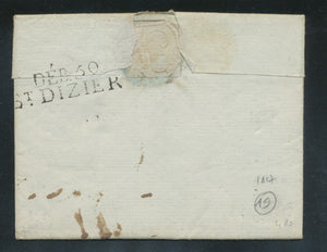 1817 Lettre Marque linéaire déboursé DéB. 50 ST DIZIER dos. P817