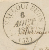 1843 Lettre CAD Vaucouleurs T12 +1D rural rouge + Boîte rurale C Maxey TB. P831