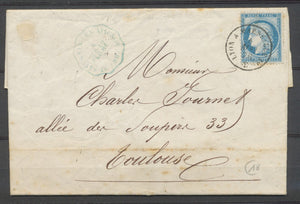 1876 Lettre N°60C Ambulant, Convoy.-Station BLEU St Saturnin-les-Avignon P870