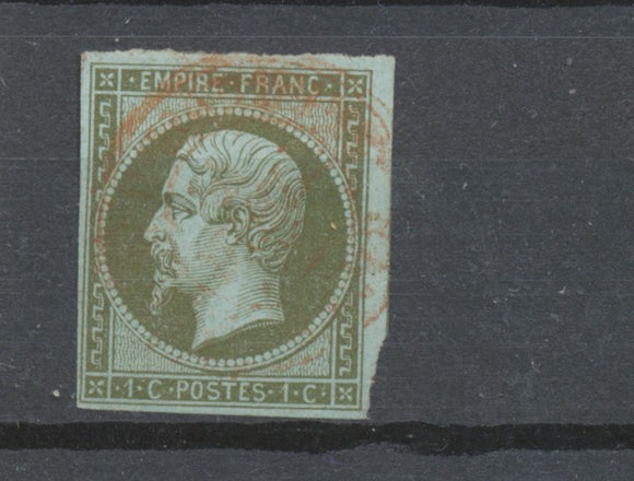 Napoléon III N°11, 1c olive 1 voisin CAD Imprimés Rge SIGNE CALVES C. 150€ P988