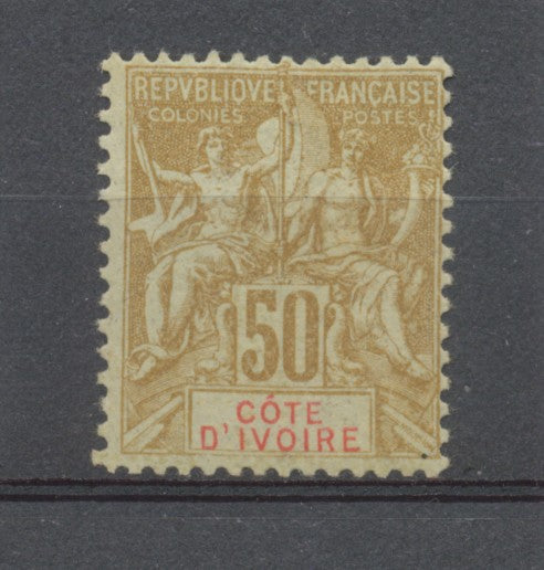 COTE D'IVOIRE N°17, 50c bistre sur azuré NEUF* COTE 40€ T1962