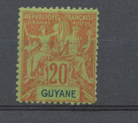 GUYANE N°36, 20c brique sur vert NEUF* COTE 27€ T2081