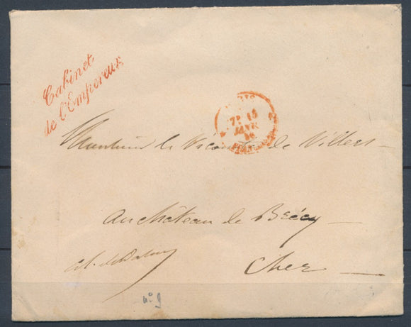 1856 Env. FRANCHISE Griffe rouge 