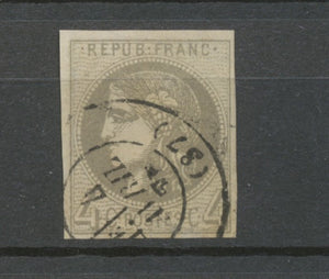 Timbre BORDEAUX 4c. Gris foncé obl. C.17 nuance rare, Superbe X1104