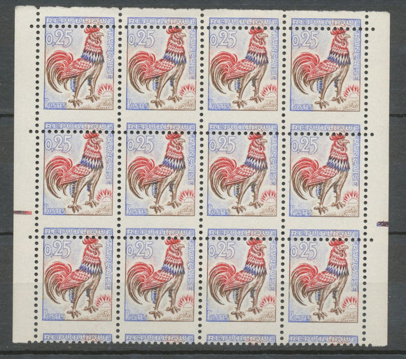 COQ N°1331, BLOC DE 12 AVEC BORDS PIQUAGE A CHEVAL, Neuf Luxe ** X1144