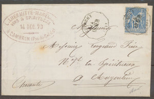 1876 Lettre N°90 obl Conv. Station Cuinchy LIL.BETH, rare, Superbe. X1205