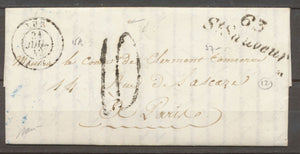 1842 Lettre 63/St Sauveur + C.15 A Luz + 10 tampon Superbe. HAUTE PYRENEES X1211