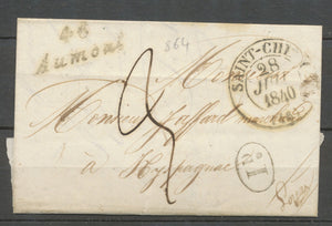 1840 Lettre Cursive 46/Aumont 31 mm + C.13 Saint-Chèly Superbe. LOZERE X1236