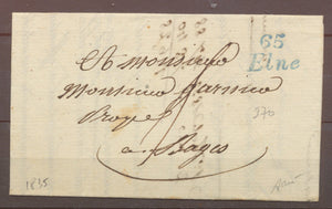 1835 Lettre Cursive 65 Elne en Bleu PYRENEES-ORIENTALES(65) Ind 17 X1254