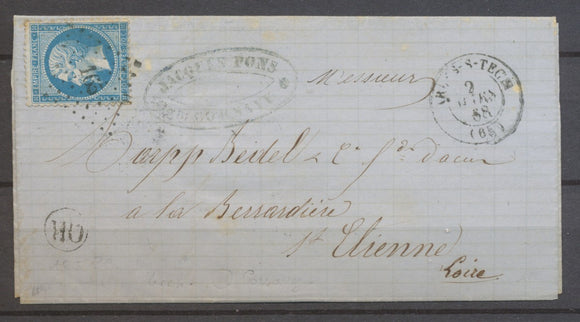 1868 PC du GC Arles-S-Tech Cachet T.15 PYRENEES ORIENTALES(65) Ind 14 X1260