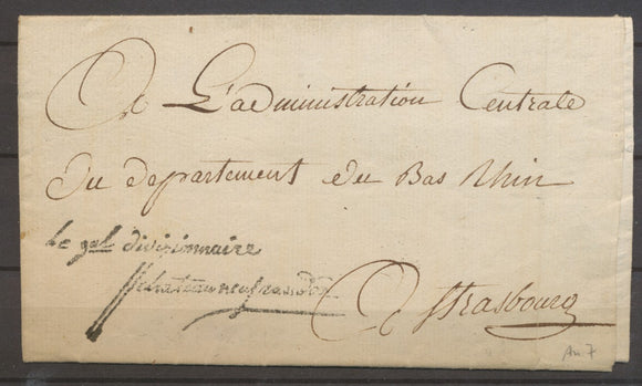 An 7 Lettre Marque Cursive Le Gal divisionnaire/Chateauneuf-Randon X1266