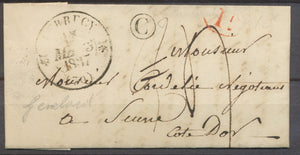 1837 Lettre Cachet Perrecy type 12 + Boîte Rural C: Génélard + 1d Prix 25€ X1268