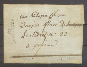 1794 Lettre Marque Linéaire 72 Bonnieres SEINE ET OISE(72) Ind 16 X1270