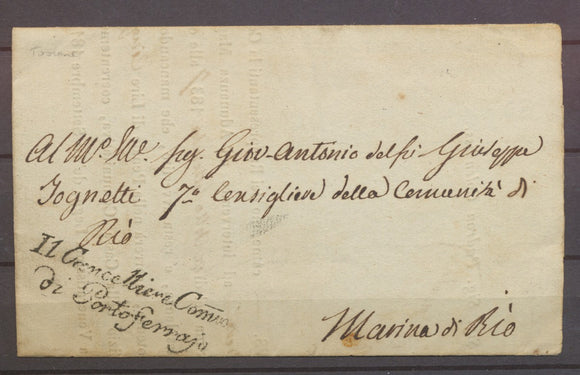 1837 Lettre Marque Il Cancelliere Como/Di Porto-Ferrajo. Superbe X1288