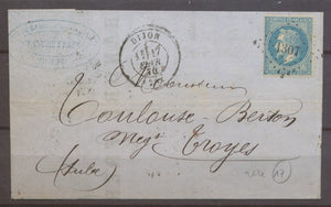 1870 Lettre N°29 obl PC du GC 1307 CAD T17 DIJON. Superbe X1299