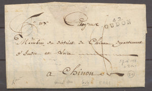 1795 Lettre Marque Linéaire 42 Oudon LOIRE-INFERIEURE(42) Ind 21 X1328