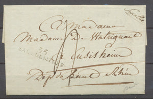 1814 Lettre Double Marque "Saralbe" et 55 Sarguemines X1334