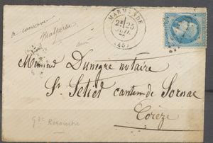 1870 Lettre N°29 20c bleu Variété Grande Cassure 94 A2. Superbe X1348