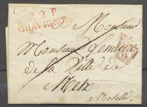 1827 Lettre Marque Linéaire P2P Chavignon AISNE(2) Ind 19 Cote 380€ X1391