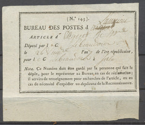 1799 Cote du Nord Reçu des postes. Superbe. X1401