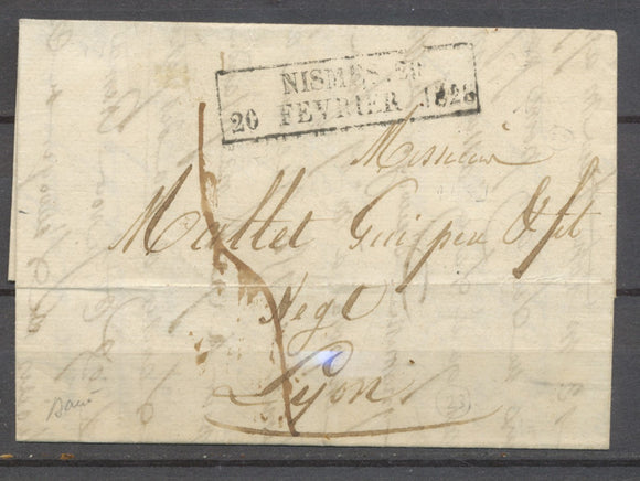 1828 Lettre Cachet d'essai Nismes 29/20 Fevrier 1828 GARD(29) X1408