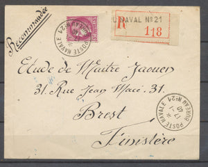 1940 Env. POSTE NAVALE/BUREAU N°21 obl France 3F. Sur LR (Toulon), Superbe X1433