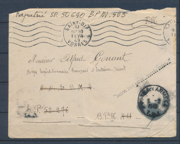 1949 Env. pour Extrême-Orient, Propagande indochinoise, tampon cursive, TB X1496