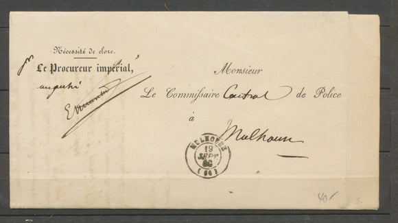 1860 Lettre en Franchise Mulhouse HAUT-RHIN(66) Le procureur impérial X1505