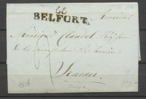 1816 Lettre Marque Linéaire 66 Belfort HAUT-RHIN(66) X1534