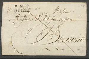 1827 Lettre Marque Linéaire P66P Delle HAUT-RHIN(66) Ind 14 X1544