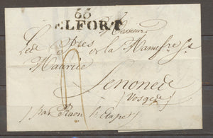 1818 Lettre Marque 66 BELFORT 38*10mm Noir HAUT-RHIN(66) X1620