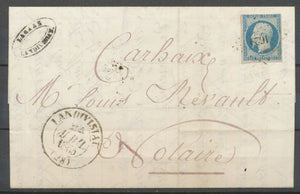 1854 Lettre N°10 25c bleu + CAD Type 13 LANDIVISIAU FINISTERE(28) RARE X1773