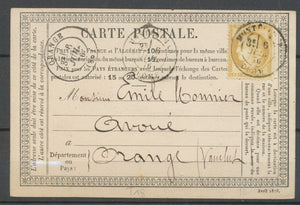 1876 CP 15c bistre obl CAD type 18 Montélimar DROME(25) X1780