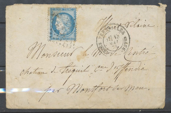 1874 Lettre N°60 Obl CAD VERSAILLES ASSEMBLEE NATle Cote 400€. X1809