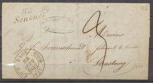 1842 Lettre Cursive 82 Sénones + T11 RAON VOSGES(82). Superbe X1822