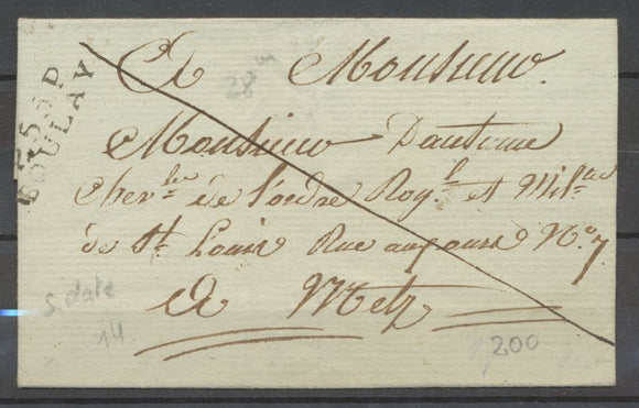 1812-18 Lettre marque P55P BOULAY 28*8,5mm MOSELLE(55) Indice 17 X1838
