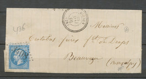 1866 Lettre N°22 GC 3408 Signes VAR (78) CàD type 22 Ind 16 cote 170€ X1913